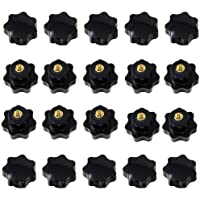 20 Unids M6 x 32mm pomos plastico- Rosca Hembra Tornillo de Rosca de Plástico Negro en Tipo Estrella Cabeza Perilla de…